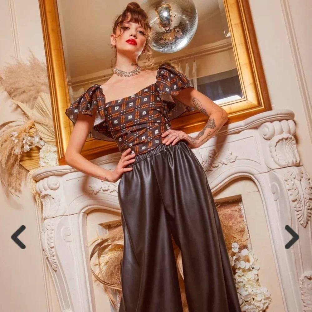 Autumn Adeigbo Jules Diamond Print Ruffles Sleeve Top 10 Bold Statement Party